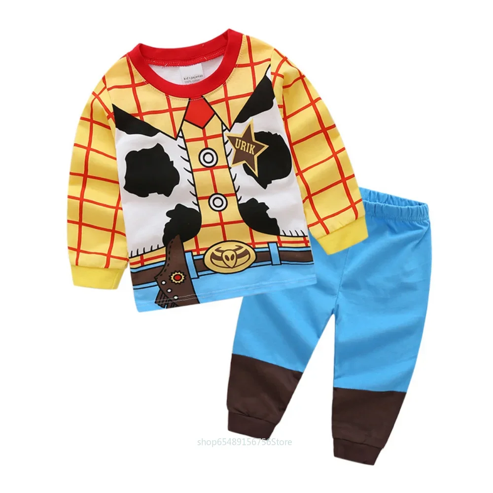 Conjunto de pijamas de algodão infantil, Toy Story, Buzz Lightyear, Woody, Pijamas, Bebê, Meninos, Meninas, Crianças, Primavera, Outono