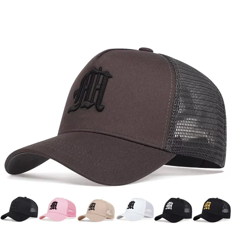 Unisex Baseballkappen mit M-Buchstaben-Stickerei, Frühling/Sommer Outdoor Verstellbare Freizeithüte, Hip-Hop Sonnenschutzkappen – Detail 1
