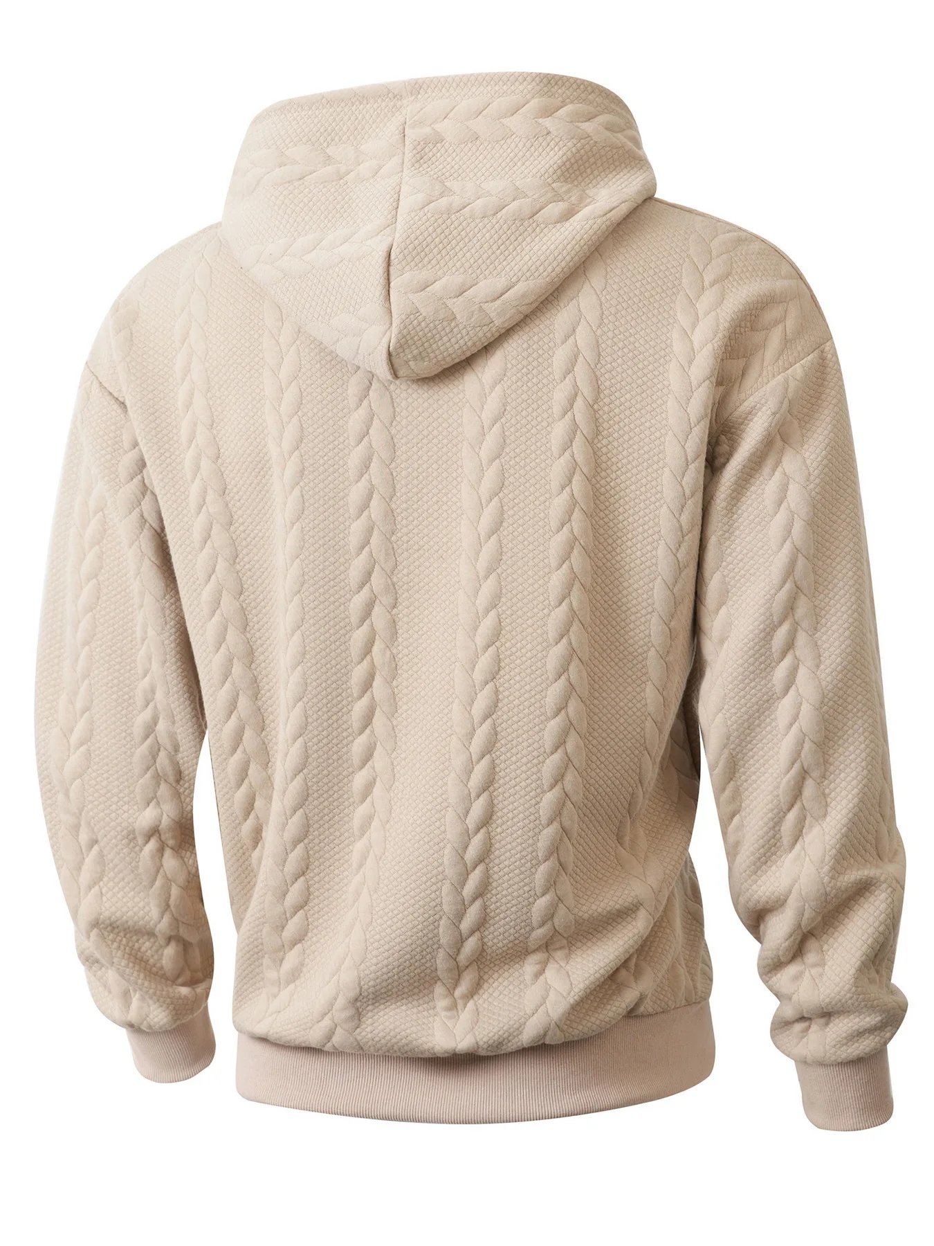 Herren Zweiteiliges Set aus Jacquard-Stoff: Kapuzenpullover mit Kordelzug und Weite Hose, Weiche Freizeitkleidung für Zuhause, Vielseitige Alltagskleidung für Männer – Detail 6