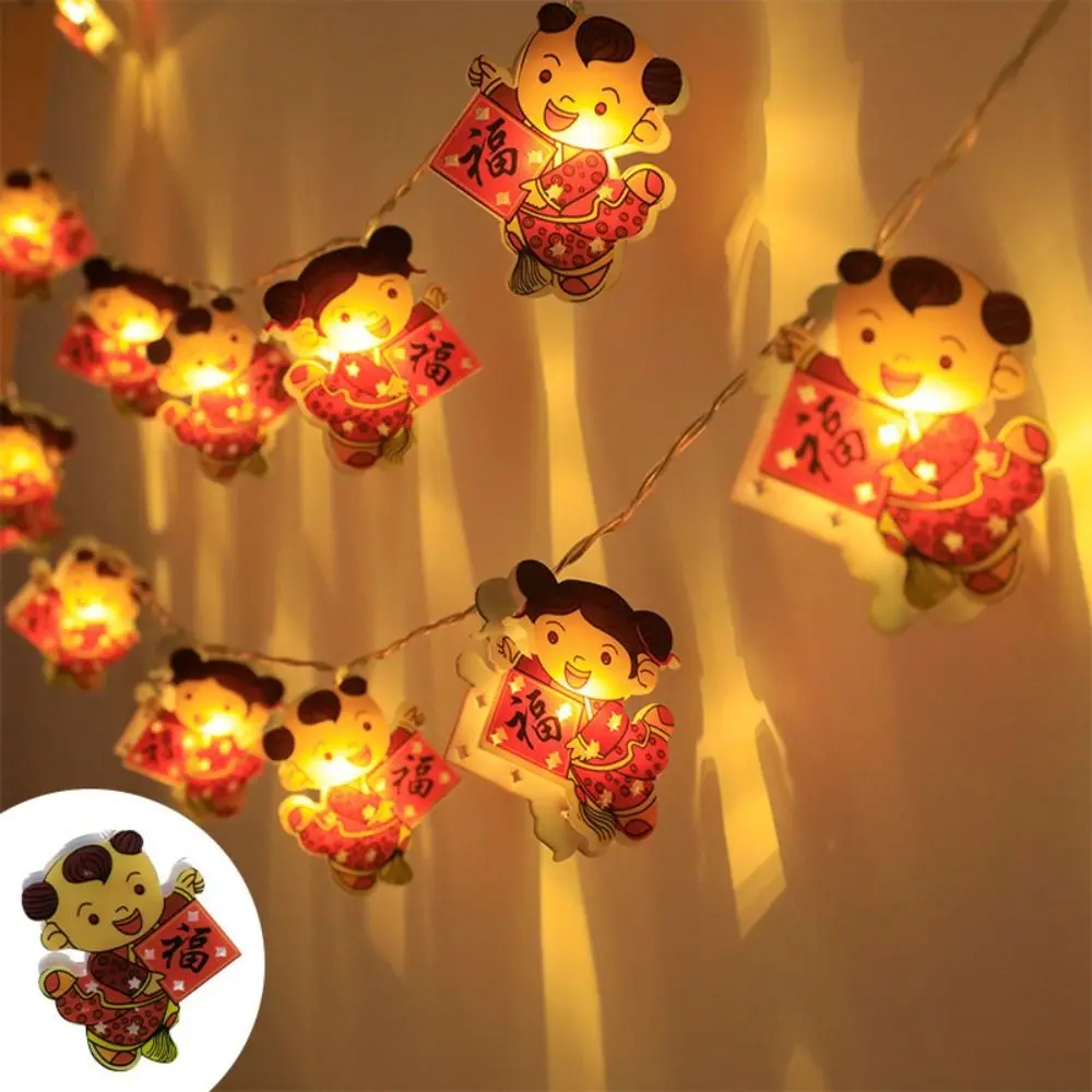 Flashing Spring Festival Lights Strings Hanging Battery Powered New Year Lights Strings Fuwa LED Firecrackers Light Strings