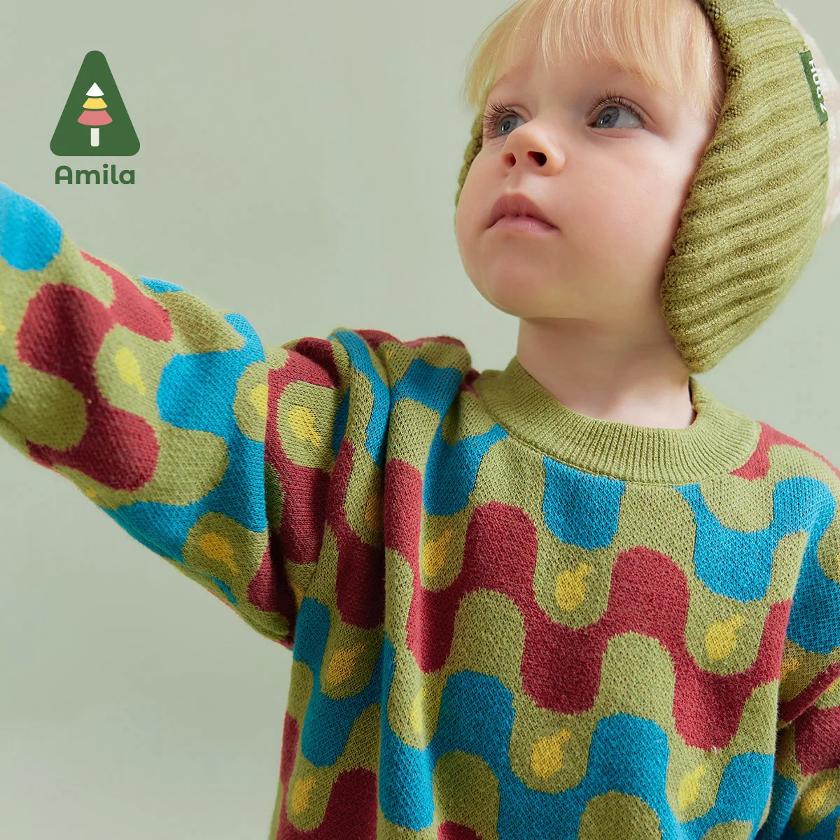 Amila Baby Children Sweaters 2024 Winter New Round Neck Soft Fashion Cosy Warm Children\'s Knit Sweater  Baby Clothing