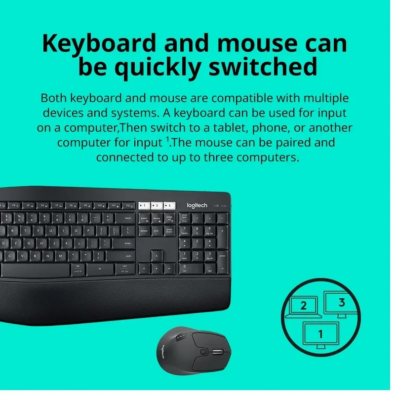 Logitech MK850 Multi-Device Wireless Keyboard& Mouse Combo-Flow Cross-Computer Control,Ergonomic,Laser Precision,for Home Office
