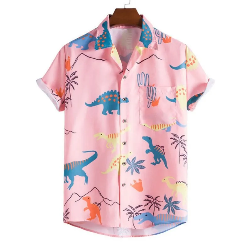 Camisa floral havaiana masculina, camisa casual para praia, blusa de férias, roupa 3D respirável, manga curta, slim fit, moda coreana, verão