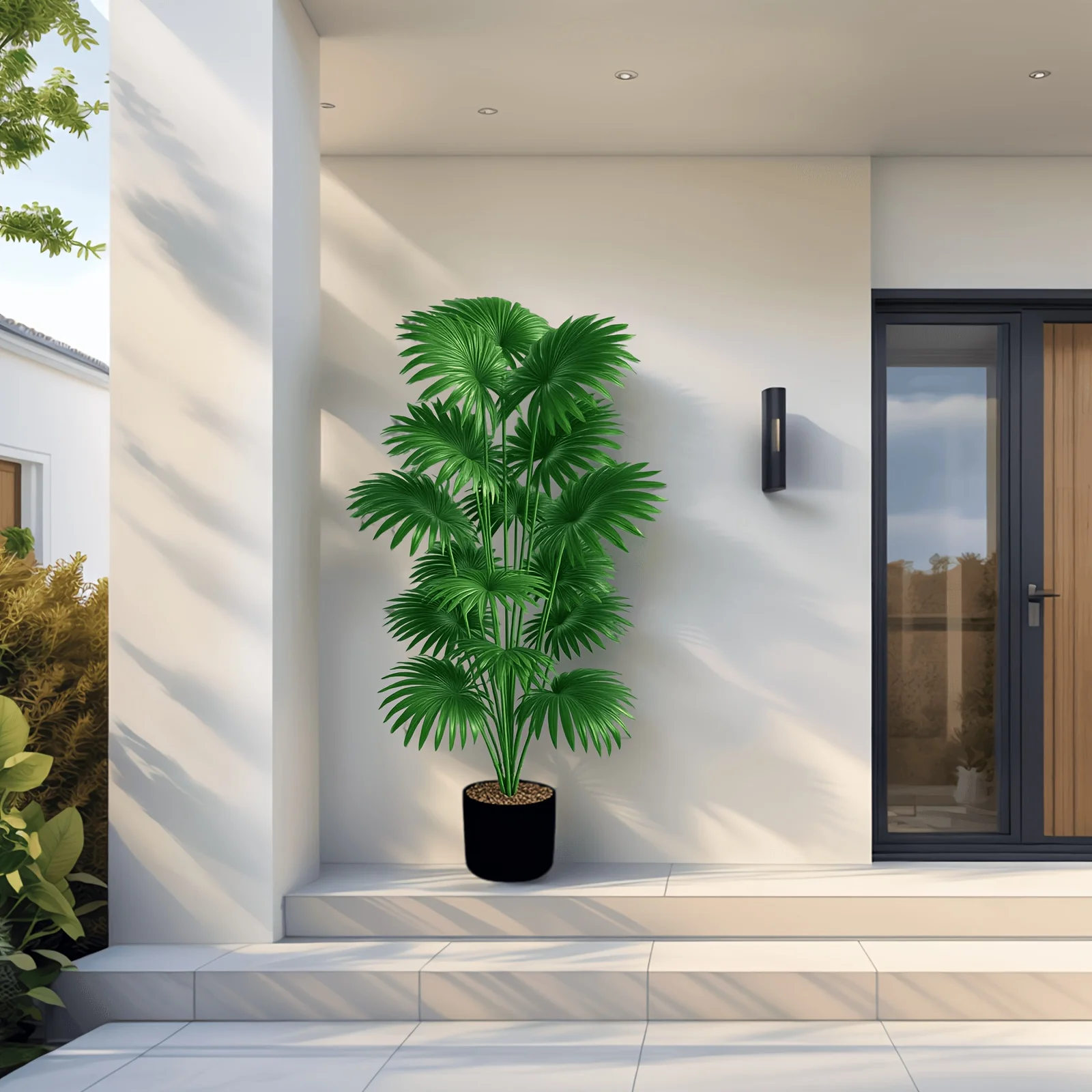 Palmera artificial de 43,30 pulgadas de alto: gran planta tropical falsa adecuada para decoración interior y exterior sin maceta