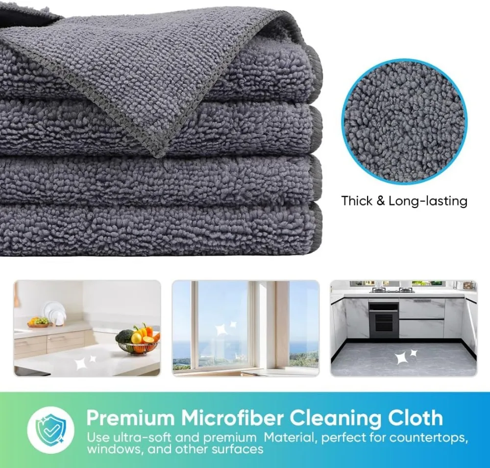 12 Pack Premium Microfiber Cleaning Cloths for Cars, Lint Free, Scratch-Free, Highly Absorbent, Reusable Rags, 11.5