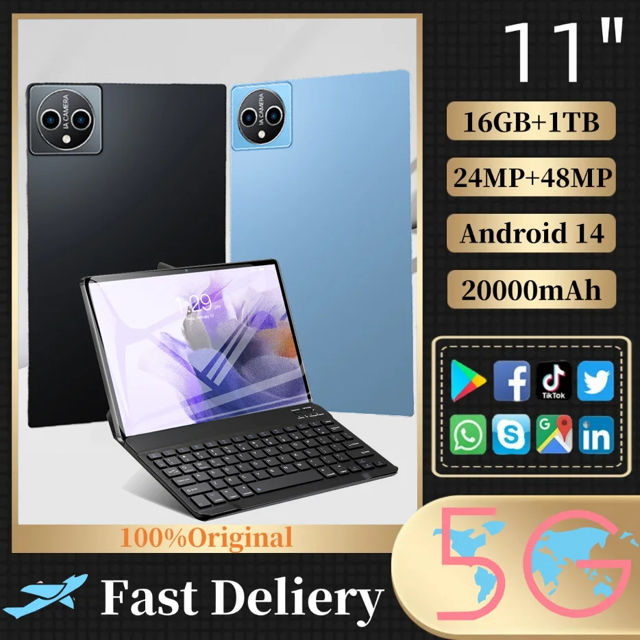 Global Gaming Edition Tab A11 Pro Tablet 16GB RAM 1TB ROM 11-inch Android14 24MP + 48MP WIFI Bluetooth 5.0 5G Full Screen Laptop