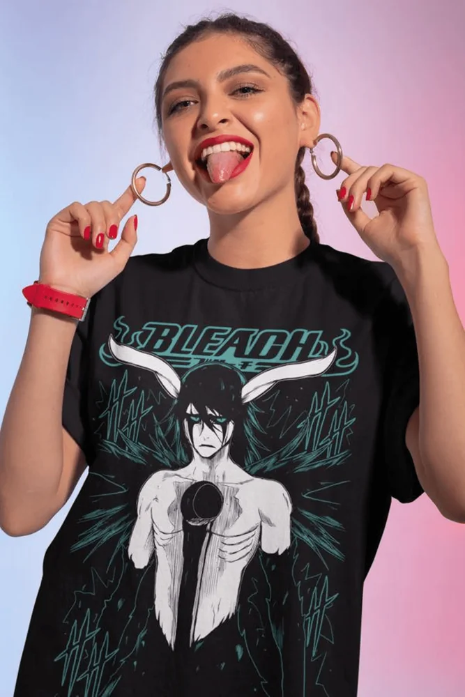 تي شيرت Ulquiorra Bleach Cifer Ichigo Kurosaki Manga Horror Anime Shirt جميع المقاسات