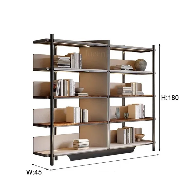 

Итальянская книжная полка, большой книжный шкаф с плоским полом, простой книжный шкаф, легкий роскошный напольный стеллаж для хранения высокого класса