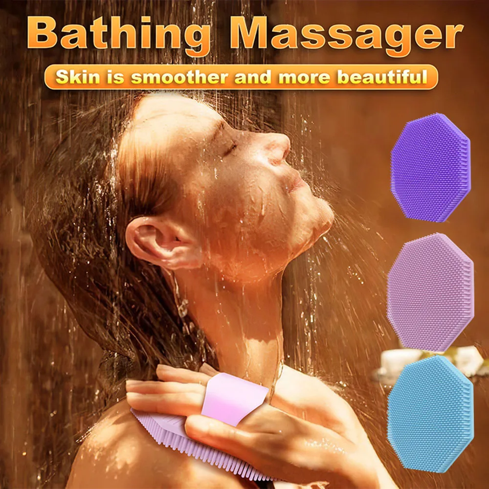 

Силиконовая щетка для тела, мягкая массажная щетка для волос и кожи головы, для ванной комнаты, инструменты для массажа в ванной, модная ручная щетка для ухода за кожей головы