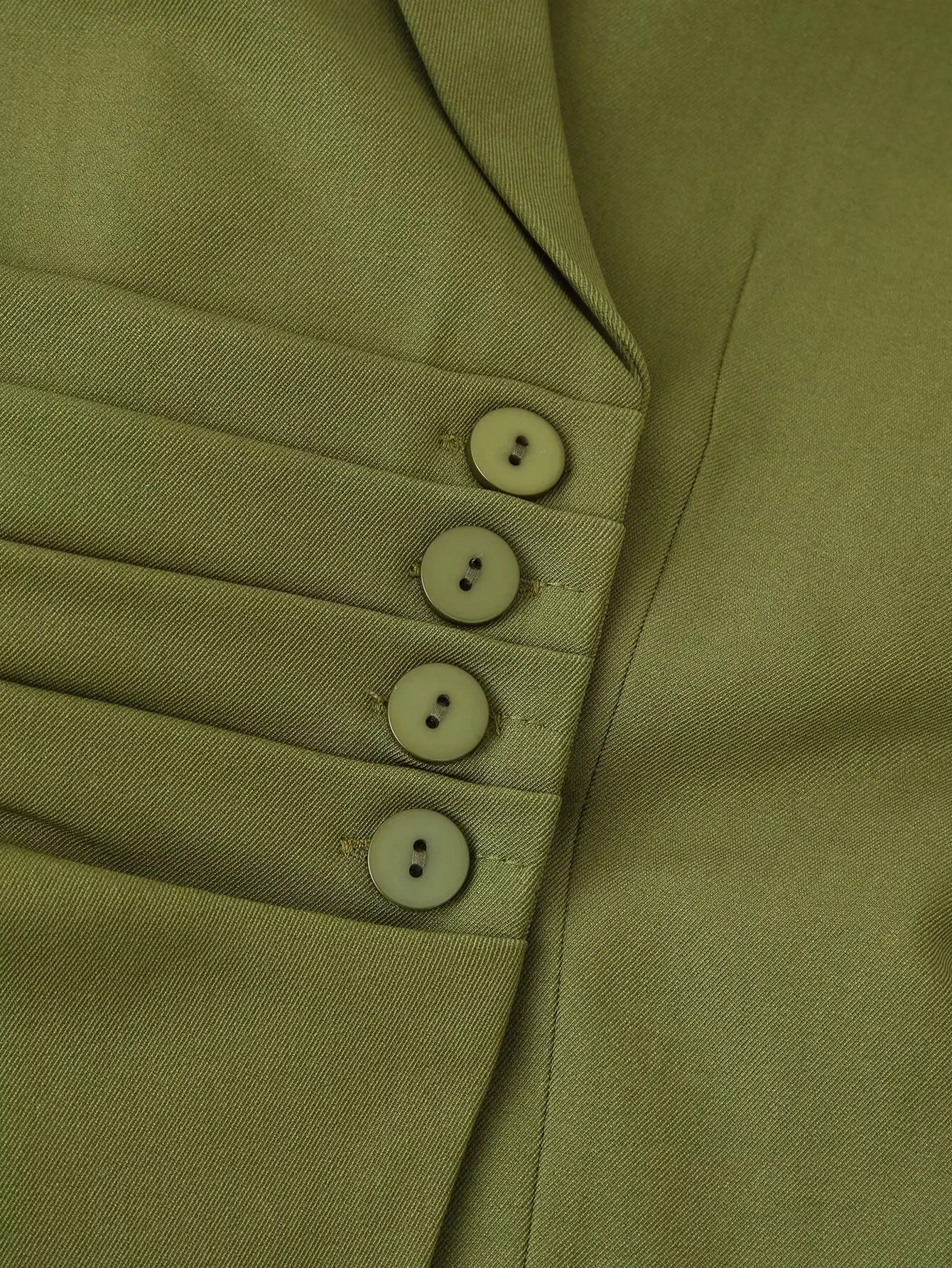 Suninheart Olive Green Asymmetric Blazer & Pants Set – Women's Ruched Waist Suit Two Piece Office Lady Autumn Fashion