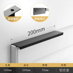 Cabinet Pulls Drawer Knobs Black Silver Hidden Handles Stainless steel Kitchen Cupboard Furniture Hardware