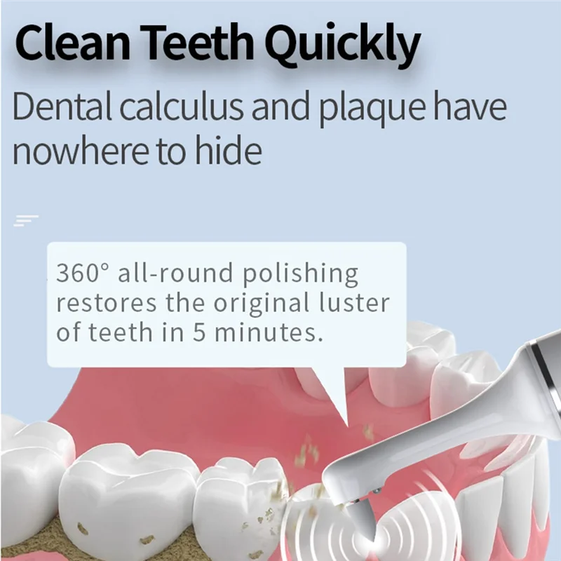 ملمع أسنان TCF مع 6 رؤوس فرشاة، مجموعة تبييض الأسنان القابلة لإعادة الشحن للتنظيف والتلميع