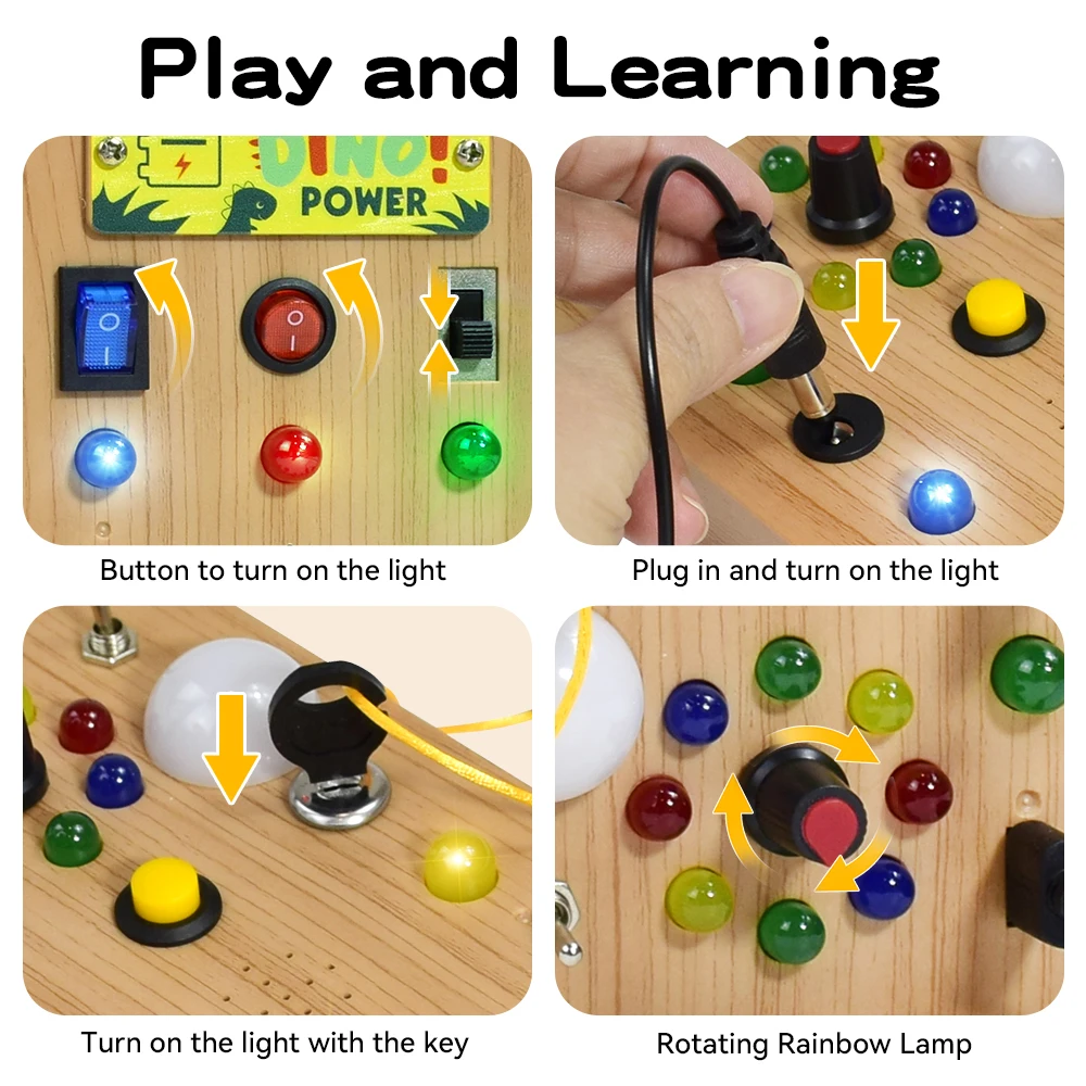 Picture 6: Children's Montessori LED Light Busy Board Simulation Switch Power Board Busy Light Button Puzzle Early Education Learning Toy