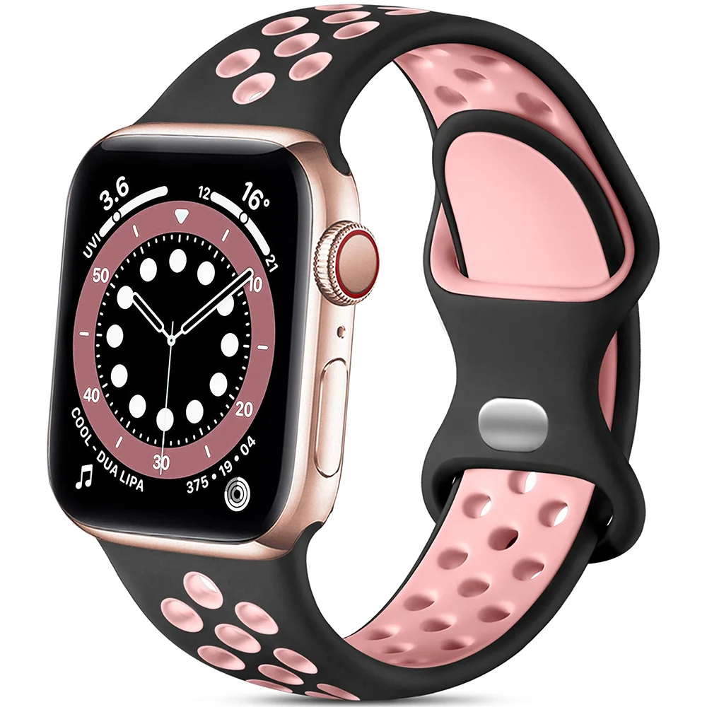 Silicone WatchBand for Apple Watch Strap 45mm Ultra2 49mm Series 9 8 7 41mm 38mm 42mm Sport Bracelet iWatch 6 SE 5 4 3 44mm 40mm