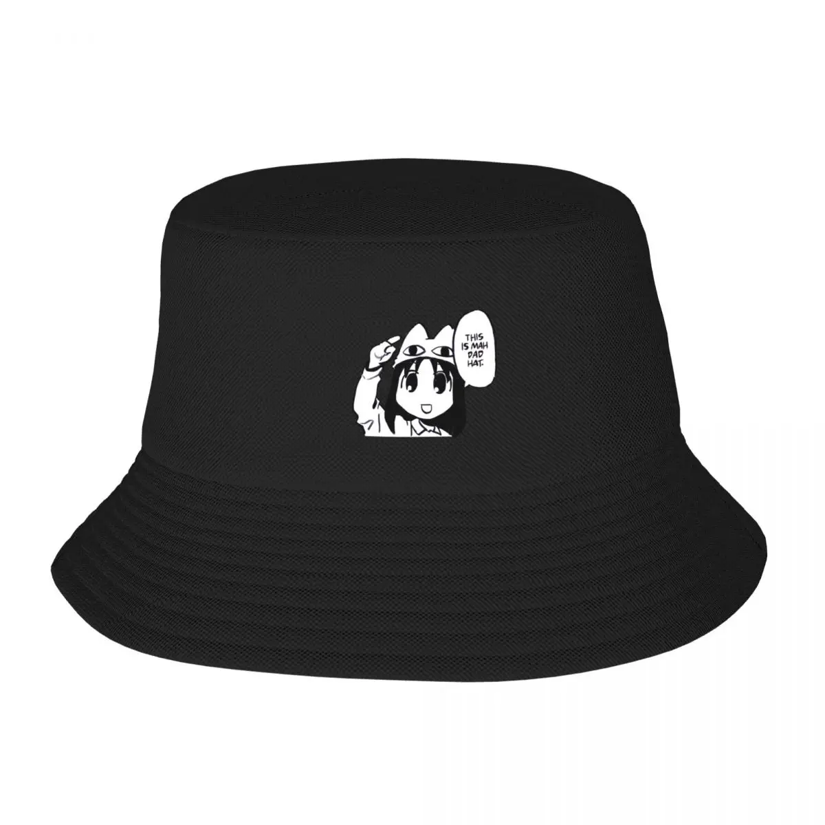 I draw osaka in cafe uniform saying this is mah dad hat / azumanga daioh Bucket Hat Thermal Visor Beach Outing Cap Women's Men's