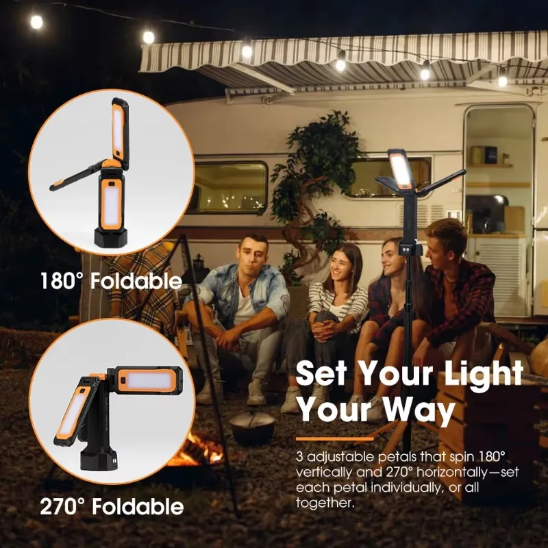 

Retractable Camping Light Rechargeable Adjustable Cordless Lighting Tripod Tool