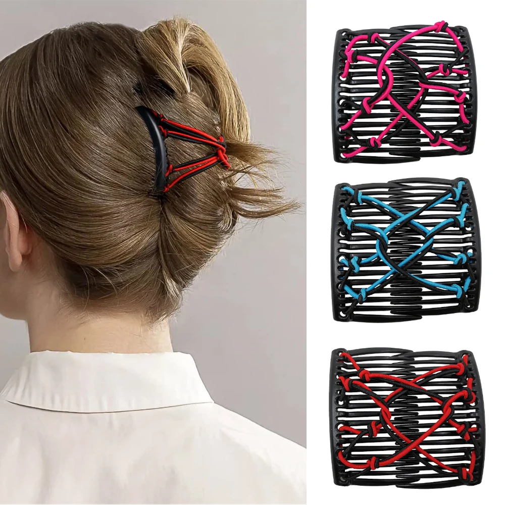 

Эластичная заколка для волос, двойная расческа для держателя хвоста, когти, инструменты для укладки волос