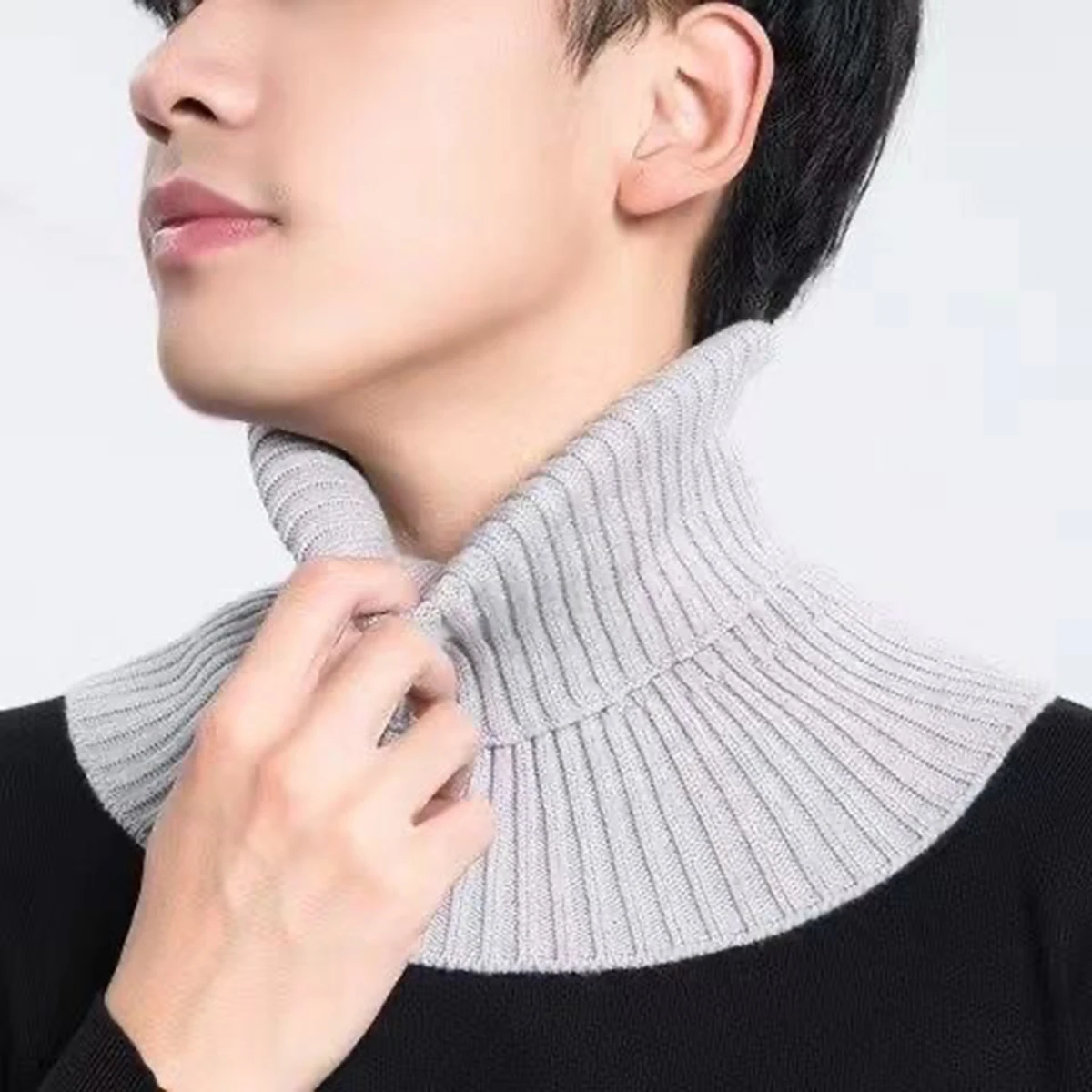 Fashion Knitted Fake Collar Autumn Winter Solid Color Scarf Women Turtleneck Neck Warmer Detachable Winter Warm Windproof Scarf