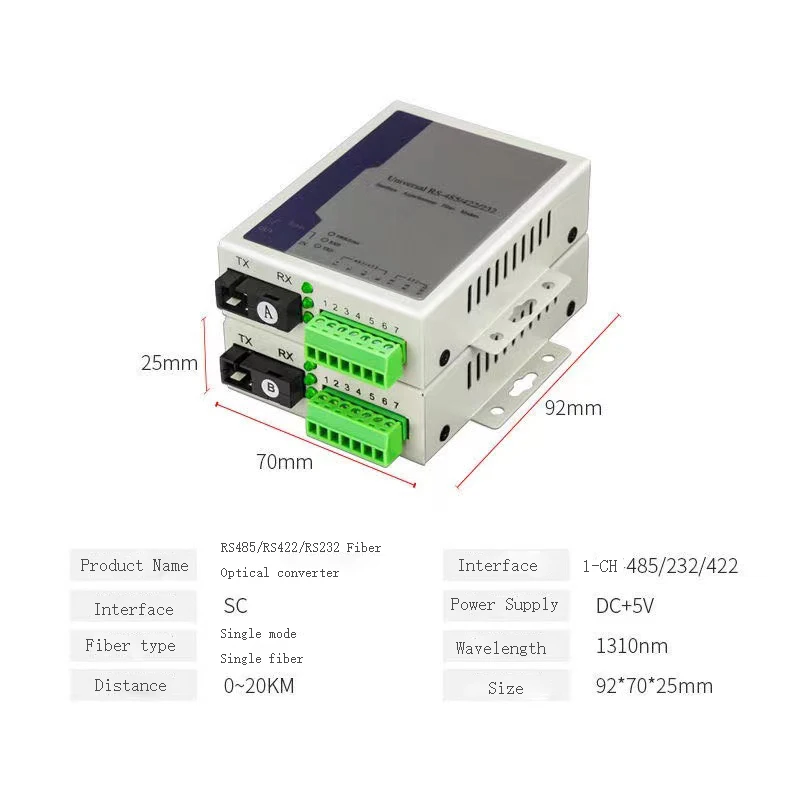 Imagem -03 - Conversor de Fibra Óptica com Proteção contra Surtos em Dados Bidirecionais 600w Par Rs485 Rs422 Rs232 Par