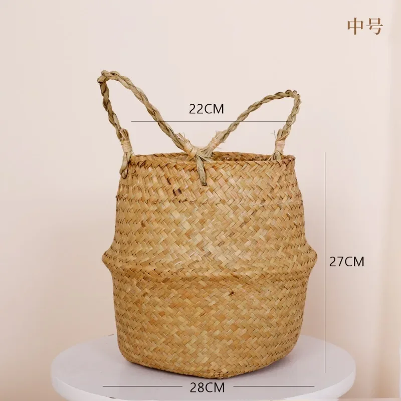 Simulated Green Plant Potted Basket Weaving Basket Pure Handmade Pure Natural Material Weaving