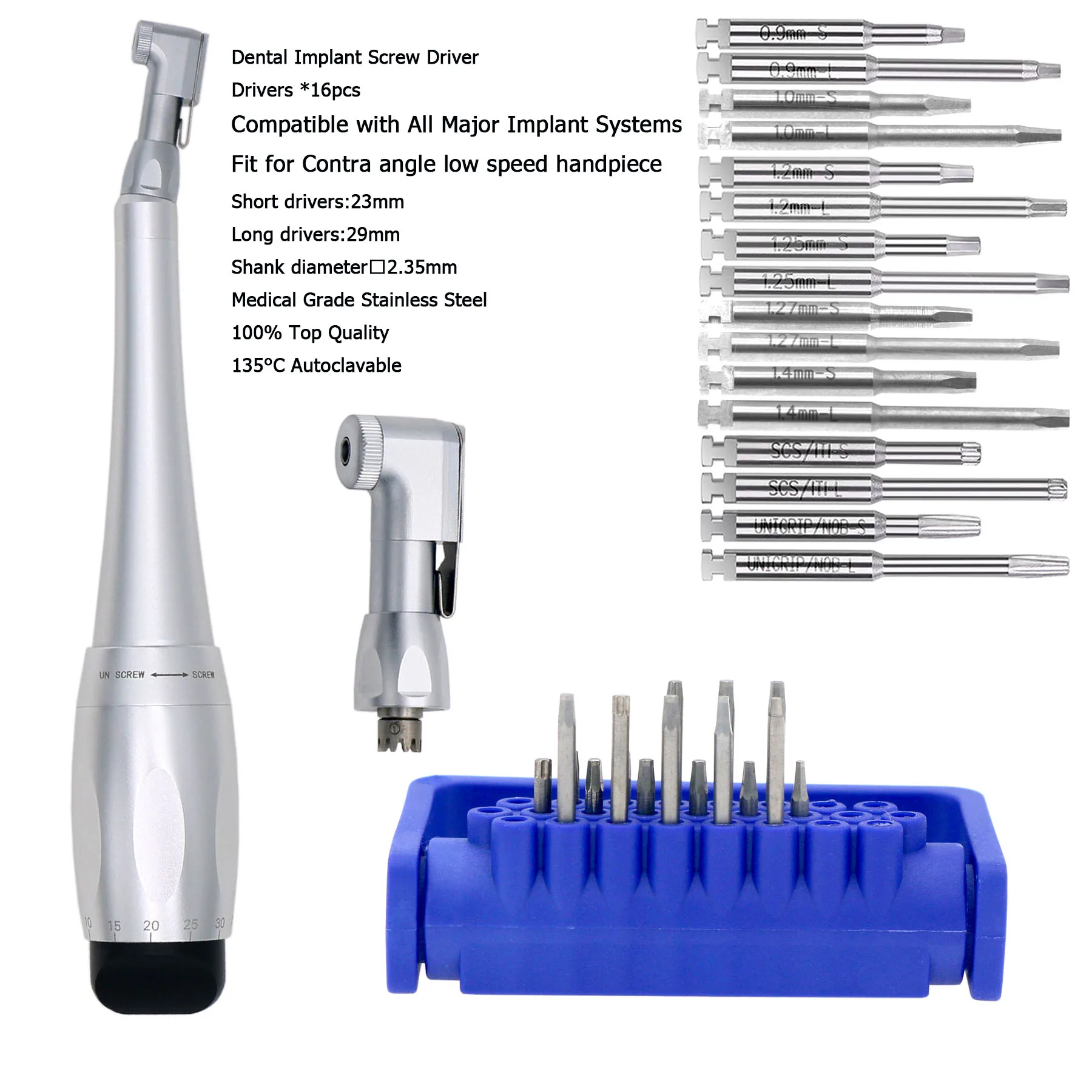 

Dental Implant SD-TORQUE Torque 16 Drivers Torque Wrench Handpiece Screwdriver Prosthetic Kit Surgident Universal