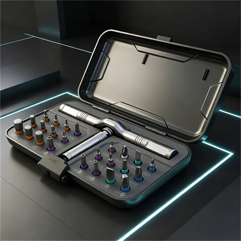 24 in 1 Magnetic Screwdriver Set Magnetic Compact and Portable Ratchet Screwdriver with Reversible High Torque Drive Handle