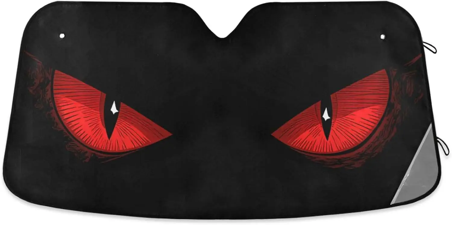 

Evil Eyes Car Sun Shade Windshield Red Eyes Sunshade Block UV Rays Keep Vehicle Cool Sun Window Shield Visor Cover Foldable for