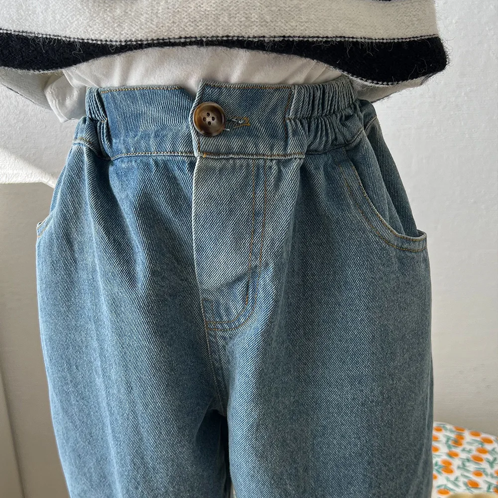 WOOFOO Spring Casual Baby Boys Girls Jeans Pants Kids Clothes Cotton Casual Children Fashion Trousers Denim Toddler Clothes