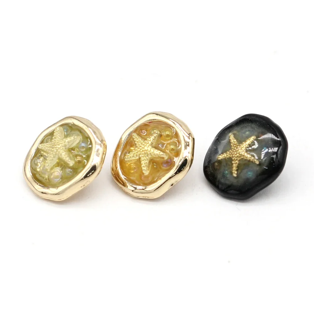 HENGC 12mm Cute Small Starfish Gold Metal Buttons For Clothing Children Shirt Blouse Dress Cardigan Deco Sewing Accessories