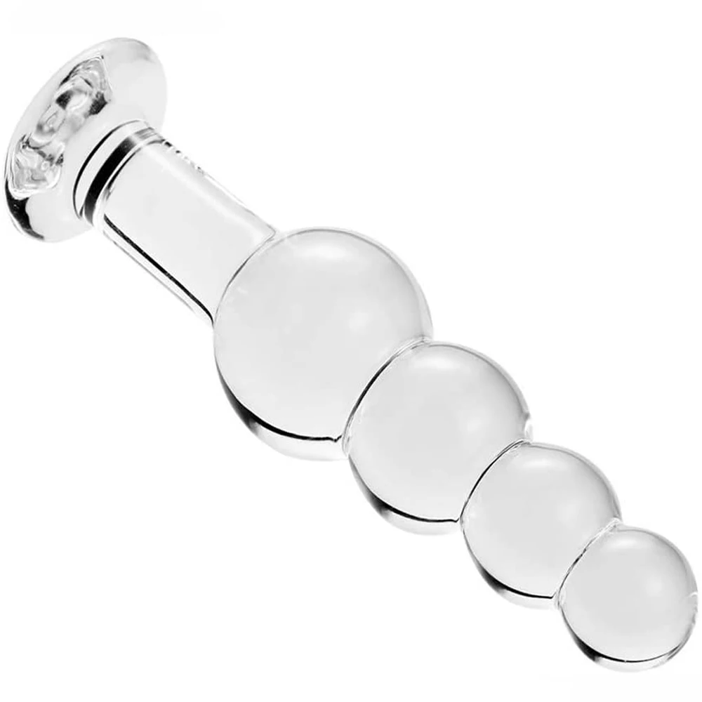 Glass Anal Beads, Crystal Butt Plug Personal Massage with Graduated Beads for Couple Lover Sex Toys Dildo for Anal Plugs