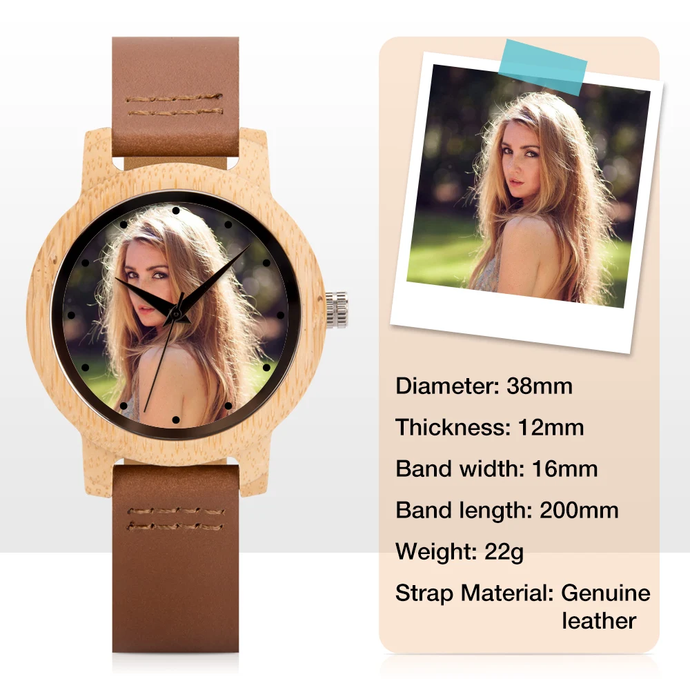 Personalized Photo Watches for Men Women Unique Wooden Wristwatch Custom Engraving Gift for Couple Boyfriend Christmas 2022