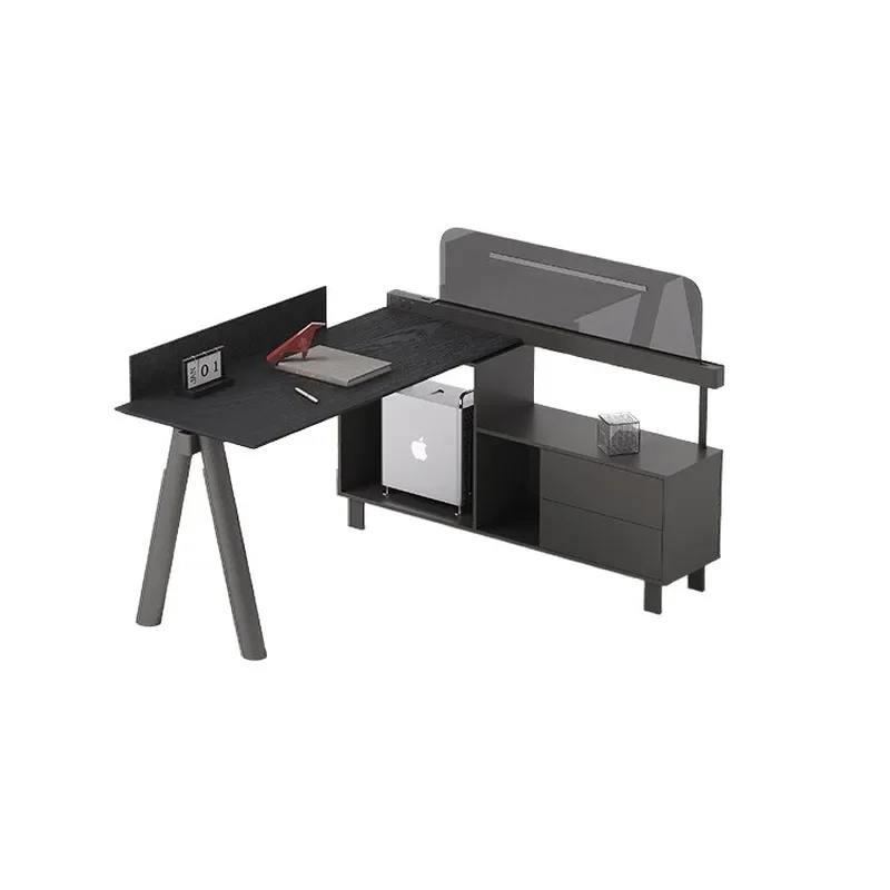 Minimalist Office Desk with Privacy Screen Workstation for Staff Accounting Finance  Modern