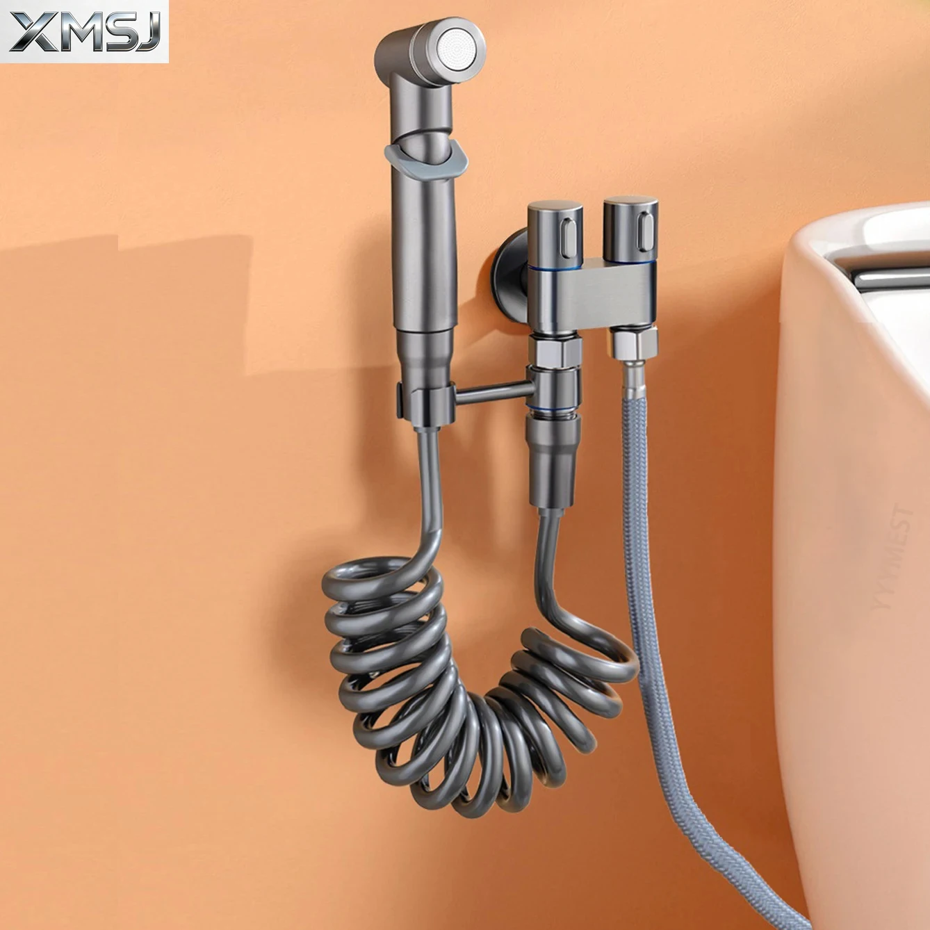 

Hygienic Shower Toilet Bidet Sprayer Shower Head Double Outlet Angle Valve Wall-mounted Double Outlet Bidet Toilet Accessories