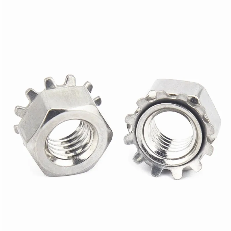 

20-10pcs K-Lock M3 M4 M5 M6 M8 K-type Gear Lock DIY 304 Stainless Steel Keps Toothed Polydentate Hex K Nuts