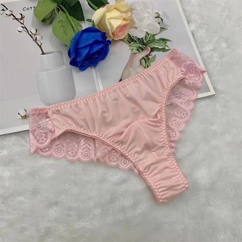 See Through Lace Man's Panties Silky Touch Convex Pouch Briefs Club FKK Back Hip Sheer Panty Live Show Private Party