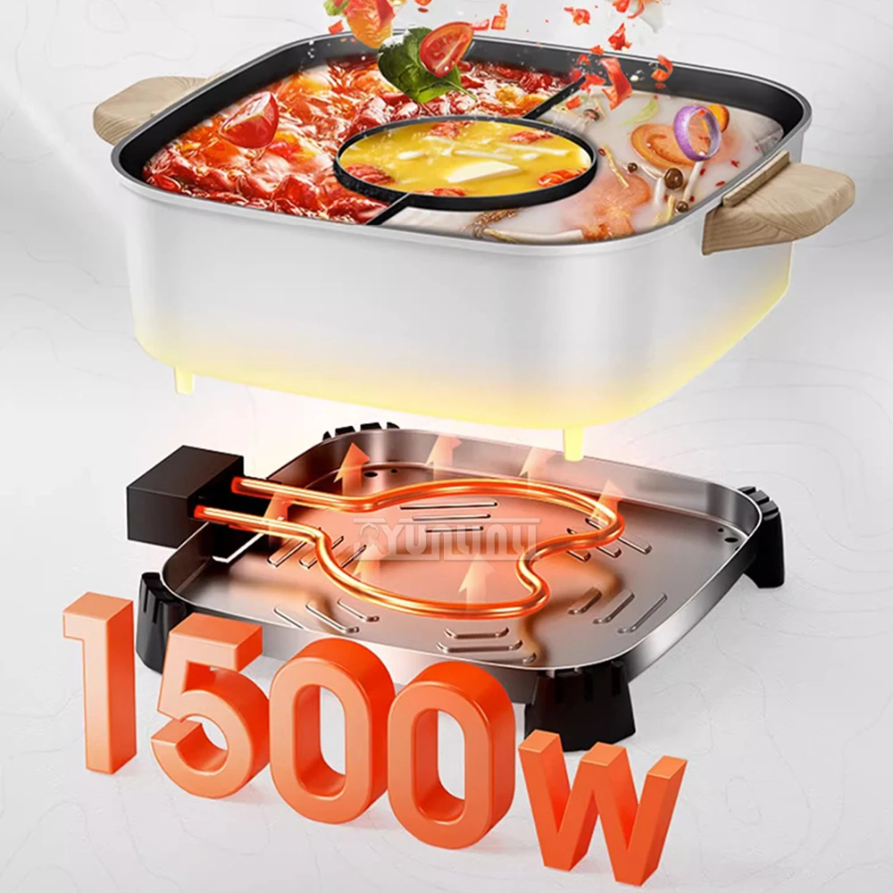 Multifunctional Electric Barbecue Grill  Household Hot Pot Cooking Machine 6L Smokeless Non-stick BBQ