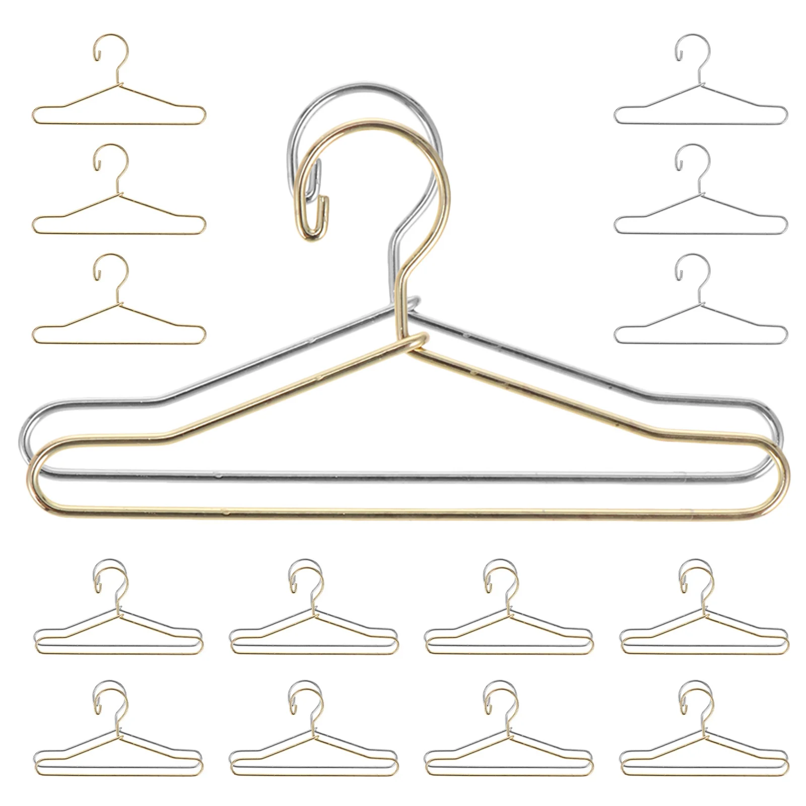 

24Pcs Mini Clothes Hanger Metal Small Wardrobe Accessories for Miniature Closet Outfit Organizer Dollhouse Clothes Storage