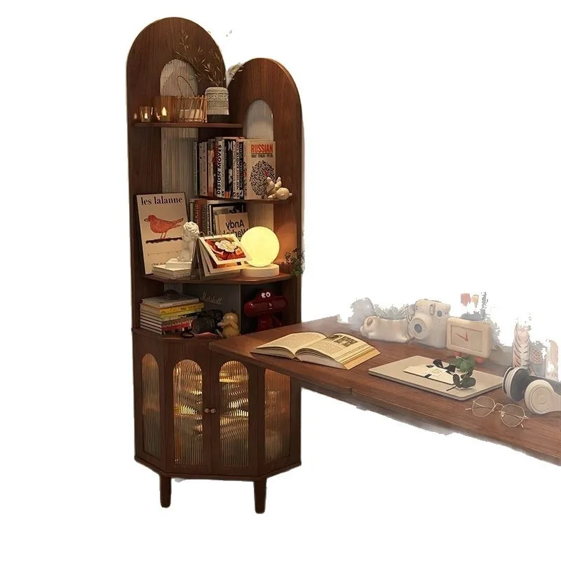 

Corner cabinet, bedroom shelf, retro living room, antique style, corner display, bedside table wood