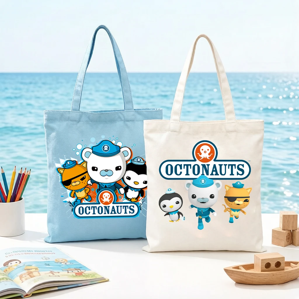 

Octonauts Anime Canvas Handbag Boys Girl Cute Cartoon Game Kids Reusable Folding LargeCapacity Shopping Pocket Shoulder Tote Bag