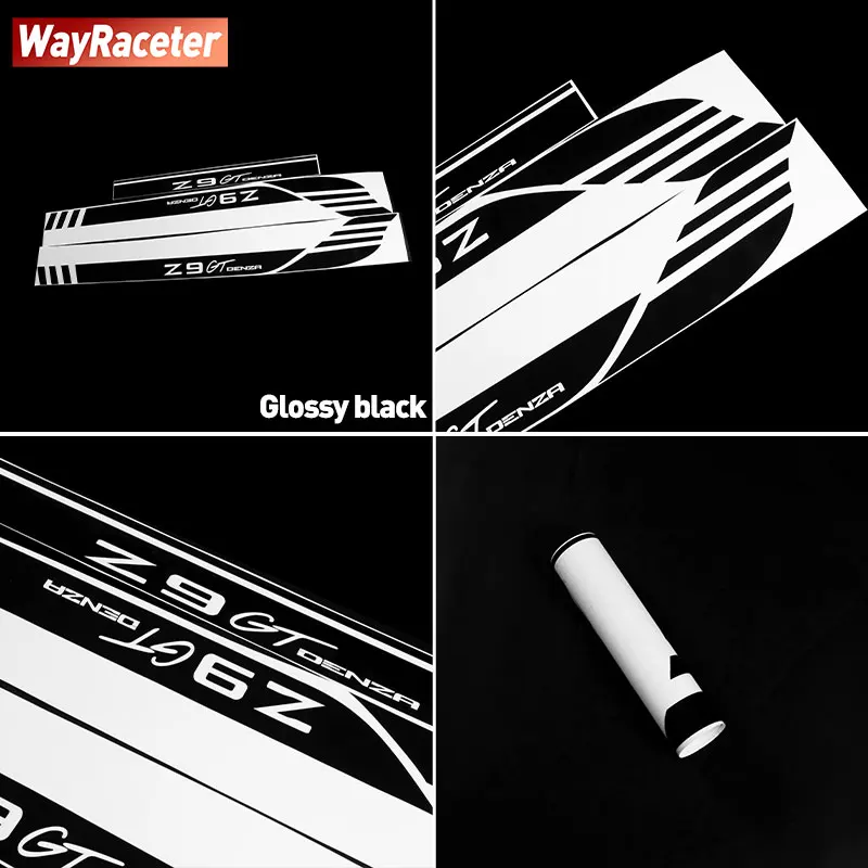 3 Pcs/Set Bonnet Hood Stripes Sticker Door Side Body Carbon Fiber Vinyl Decal For Denza Z9 GT 2025 2026 Accessories