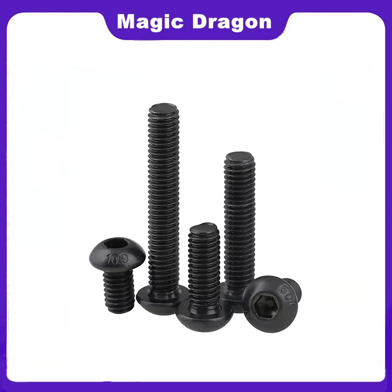 50pcs/Lot M3 M4 M5 M6 M8 M10 Class 10.9 Round Head Hexagon Socket Screw Pan Head Hexagon Socket Screw Round Cup Screw