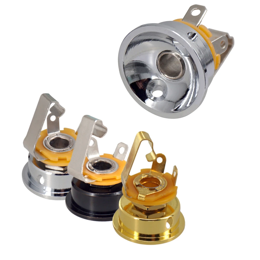 For Tele Style Electric Guitar Socket Plate Holder with Recessed Chrome Electro Socket and Threaded Mounting System