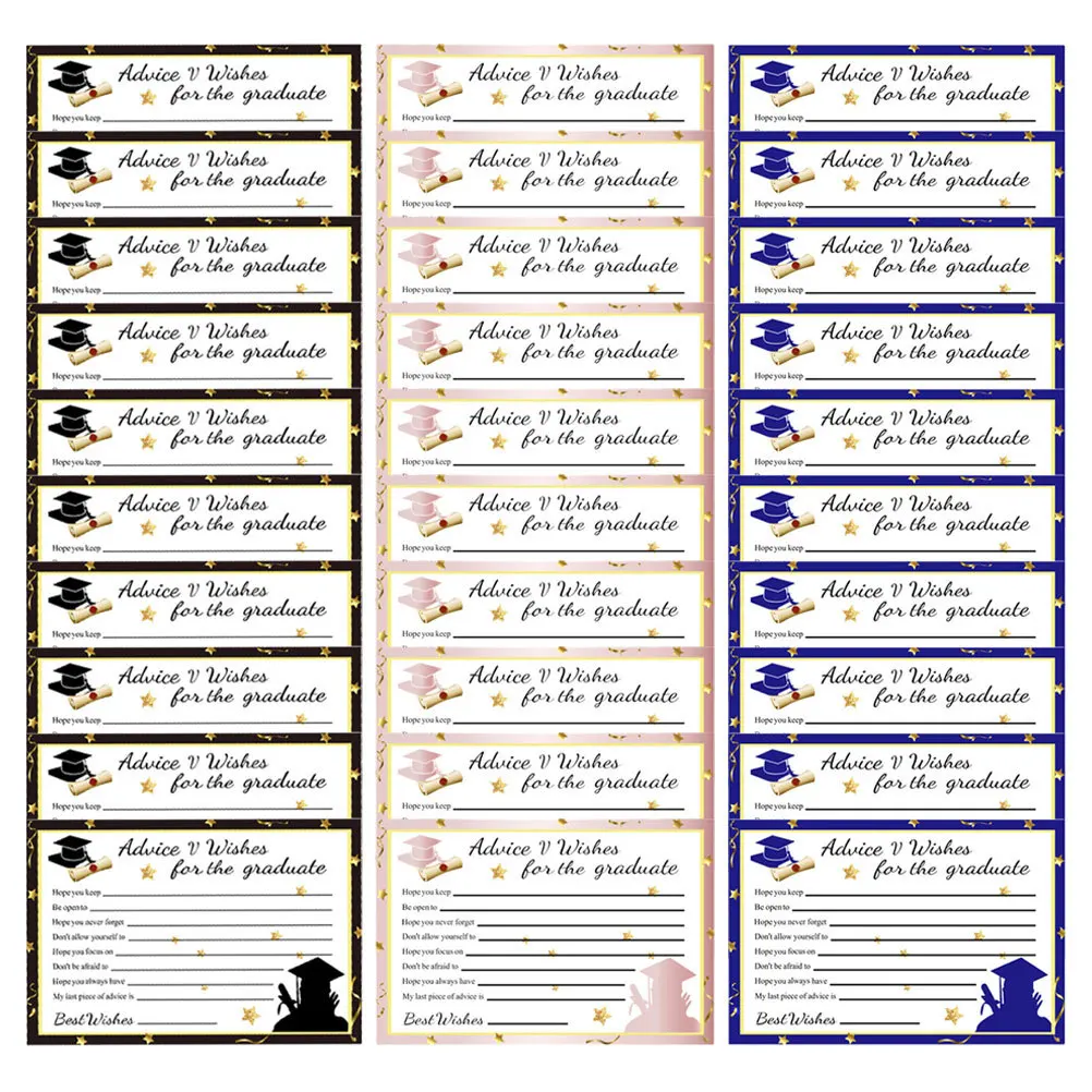 

30Pcs Graduation Theme Greeting Cards Pack Blank Space Message Cards Suitable for Graduation Party and Gift Wishes