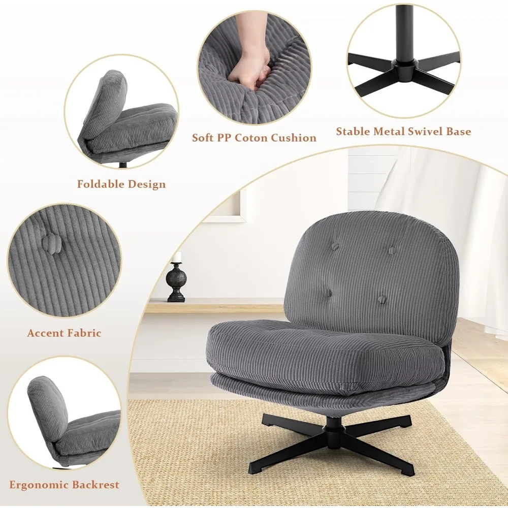 كرسي معاصر دوار 360 درجة: كرسي قراءة منجد من القطيفة مع وسادة ناعمة وصالة بإطار معدني