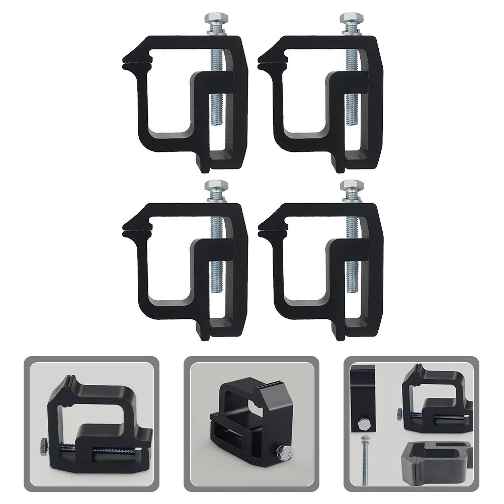 4 Pcs Truck Roof Camper Shell Fixed Mounting Clip (black) 4pcs/pack Ladder Rack Clamps for Fixture Accessory Aluminum Alloy