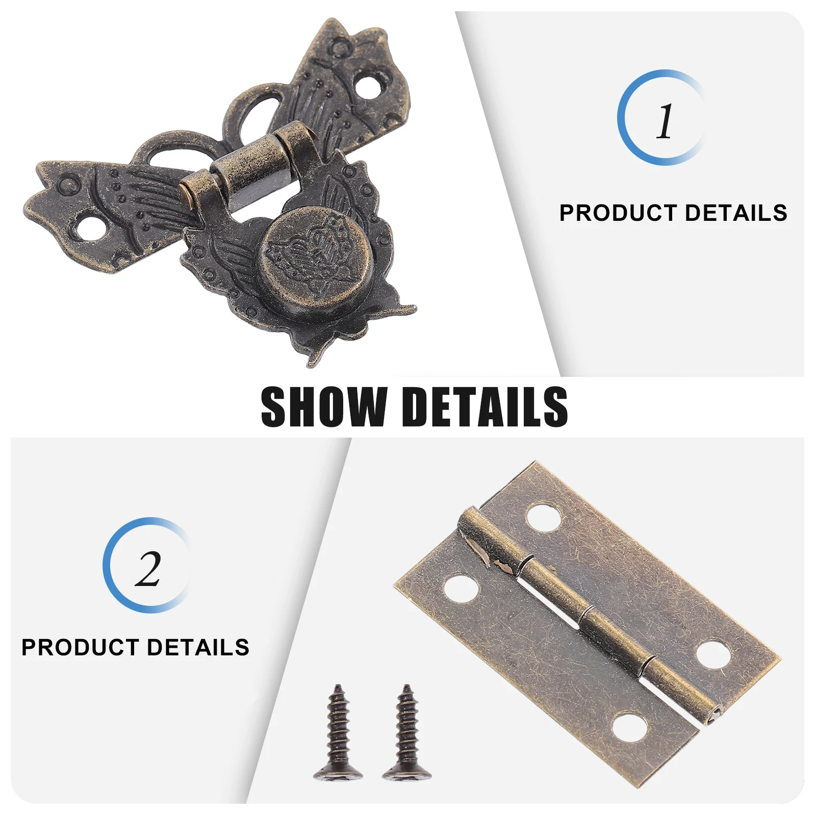 

Alloy Iron Hinges Buckles Set Boxes Jewelry Packaging Cover Durable Compact Hardware Box Accessories Wooden Gift Cabinet
