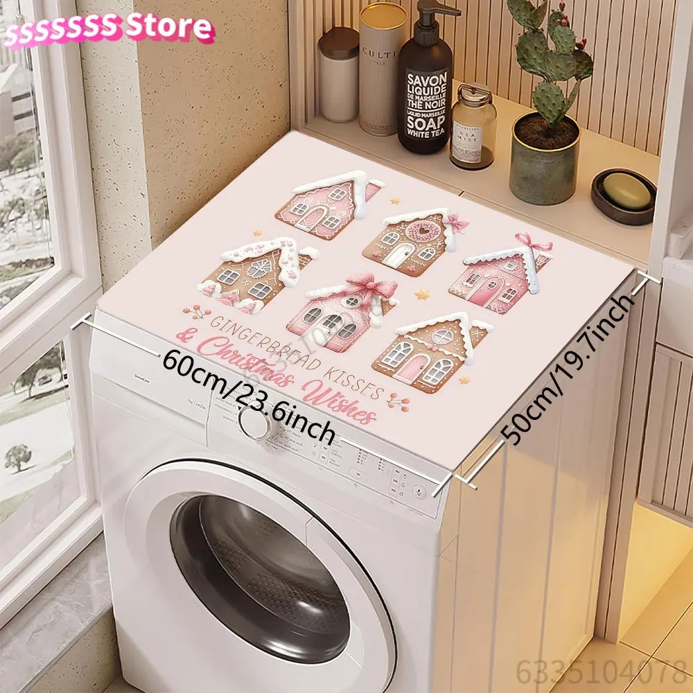 Large Pink Dish Drying Mat Featuring a Christmas Theme, Suitable for Kitchen Countertops. It Is Heat Resistant, Easy to Clean,