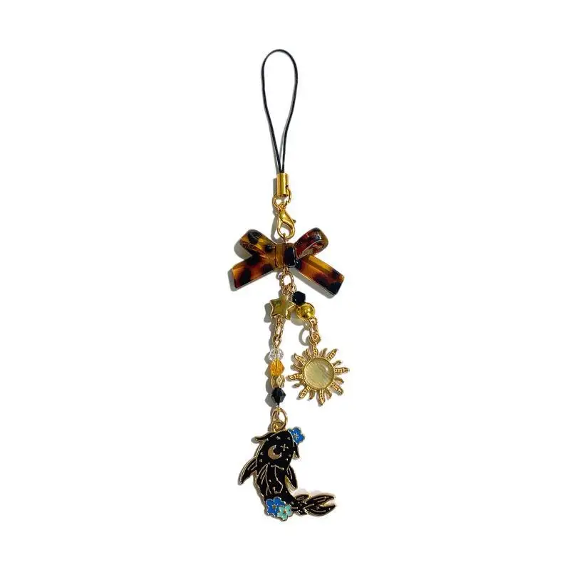 Niedlicher Koi-Fisch-Handyanhänger, Emaille-Sonnenanhänger, Schleifendekoration, Handytaschen-Ornament, kleines modisches Geschenk für Mädchen – Detail 5