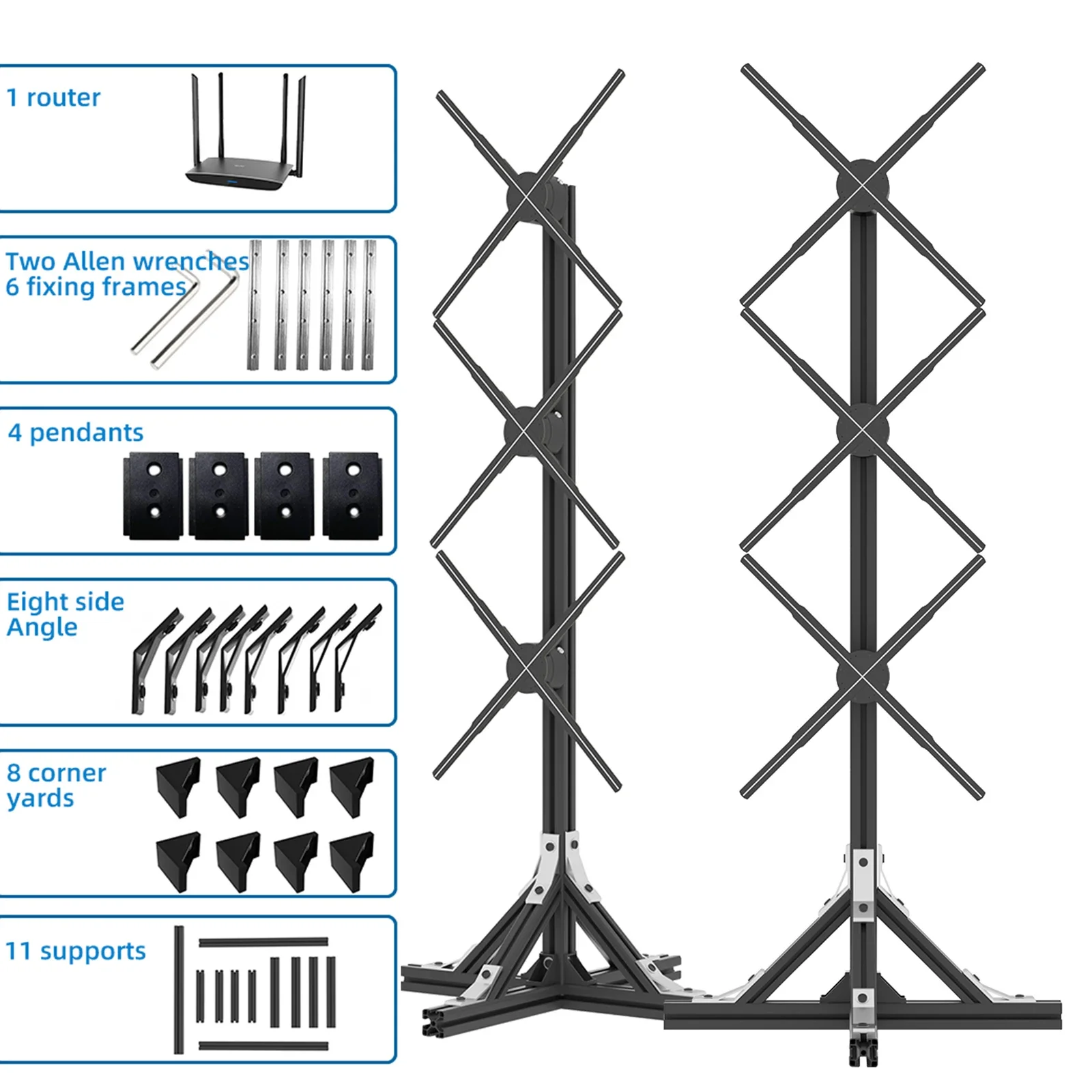 

3pcs 50CM 3D Fan with Bracket Hologram Projector Led Advertising Display Light Holographic Lamp Holiday Gifts Support Splicing
