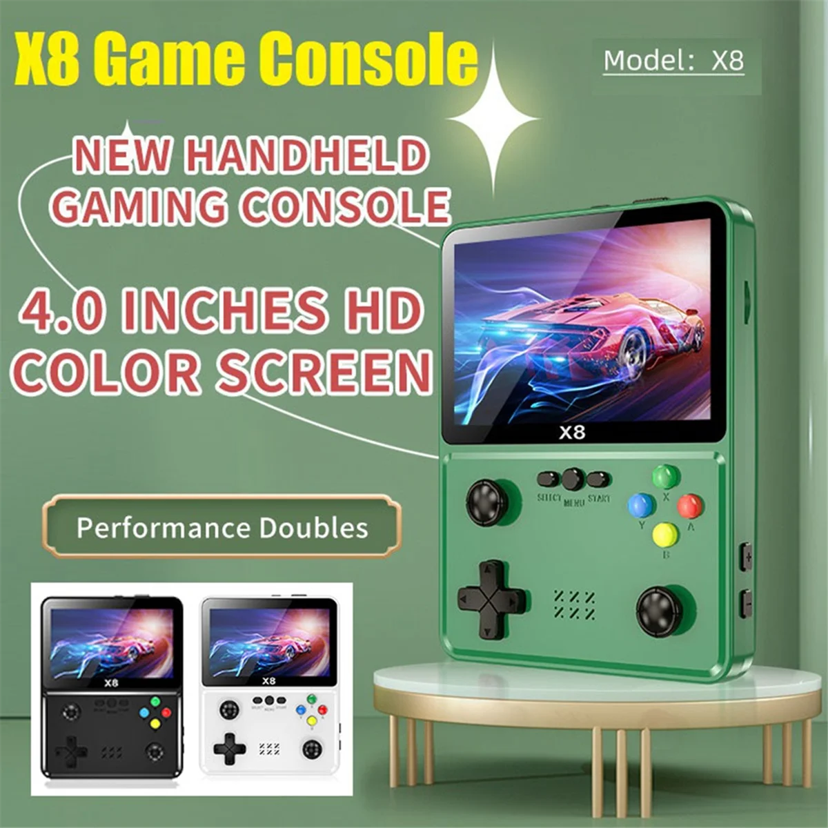 X8 Retro Game Console 4 inch IPS Scherm Handheld Game Player 10 Simulators Video Game Console voor SFC GBC GBA Zwart